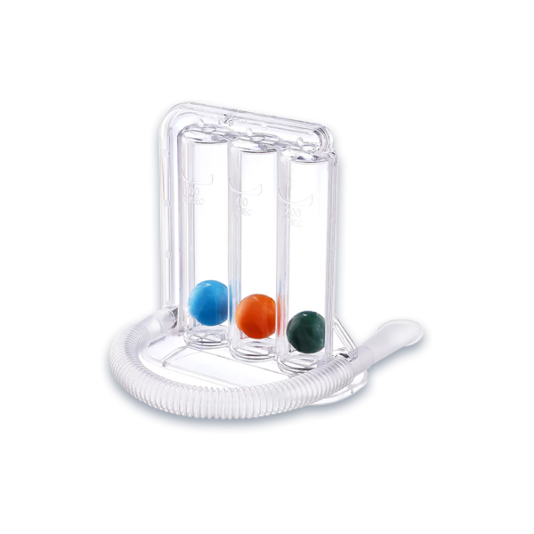 Tri-Ball Incentive Spirometer by Lifesupport, an advanced breathing exerciser designed to strengthen respiratory muscles and maintain lung capacity.